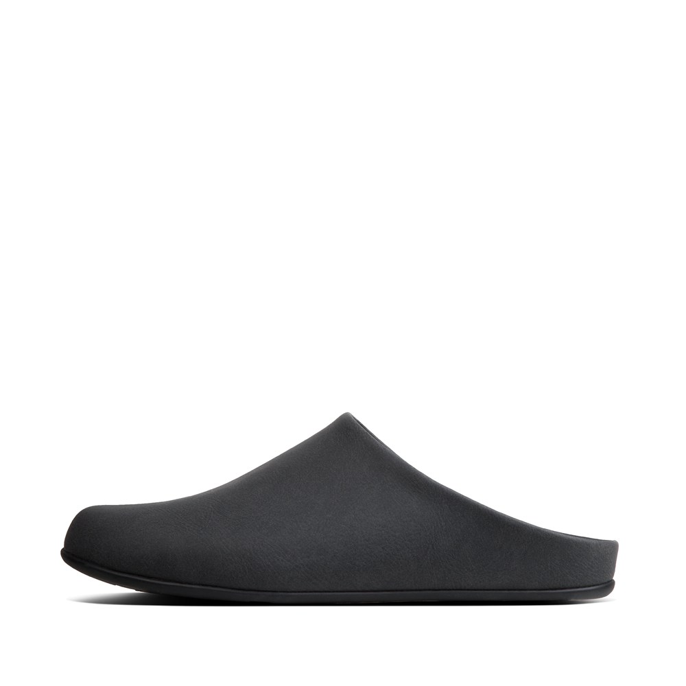 Fitflop Mens Slippers - Shove Leather Mule - Black - 283-SOZTFU